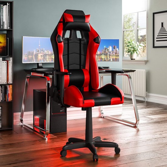 Verstelbare Gamingstoel met Hoog Rugleuning in Rood en Zwart - Comfortabel voor Thuis en Kantoor van Merkloos
