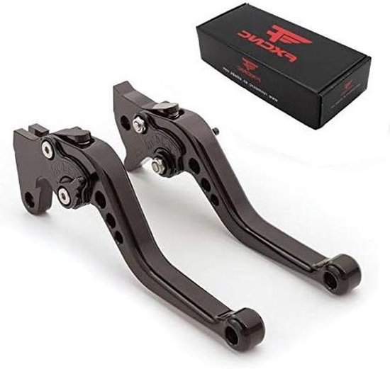 Verstelbare Hendels Motor - Rem Koppeling - Motorrijden Verbeteren - CNC Aluminium Constructie - 14.2 cm Kort - Zwart
