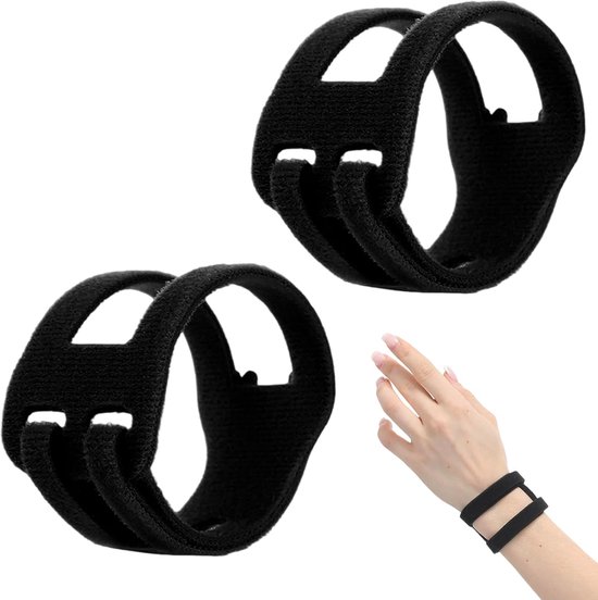 Verstelbare polsbandage, 2 stuks, ademend, voor ondersteuning, training, bescherming, fitness en yoga, uniseks (zwart)
