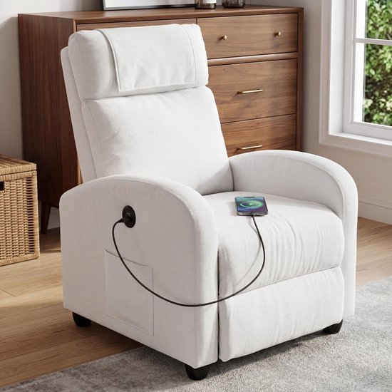 Verstelbare Recliner Stoel met USB Oplaadpoort en Voetsteun