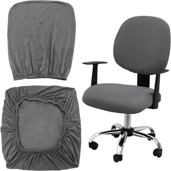 Verstelbare Stoelhoes voor Kantoorstoel, Wasbare en Verwijderbare Bescherming, Elastische Stoelbekleding met Armleuningen (Grijs) van Merkloos
