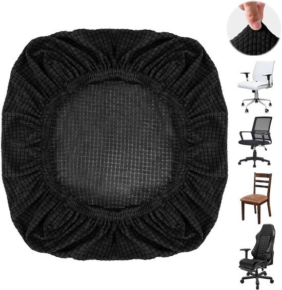 Verstelbare Stretch Stoelhoes voor Kantoorstoel, 38-52 cm, Wasbaar, Universeel, Zwart, Geschikt voor Draaisteun Stoelen