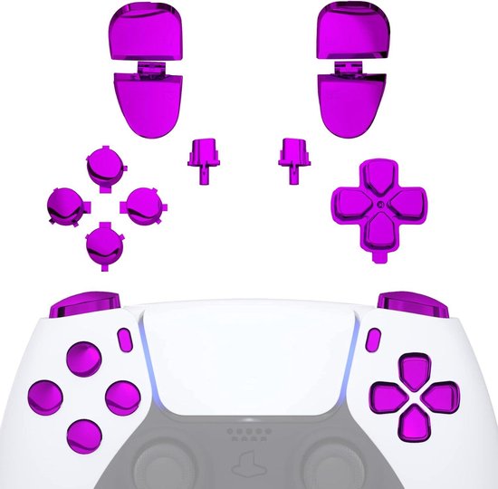 Vervangende Knoppen Set - Controller Knoppen Kit - Controller Personalisatie - Precisie Gesneden Pasvorm - 20 Gram - Chroom Paars