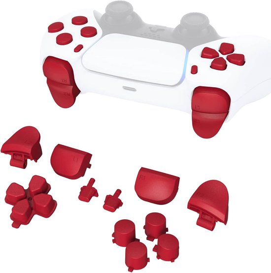 Vervangende Knoppenset Gamepad voor PS5 Controller - Complete Reparatiekit in Felrood van Merkloos