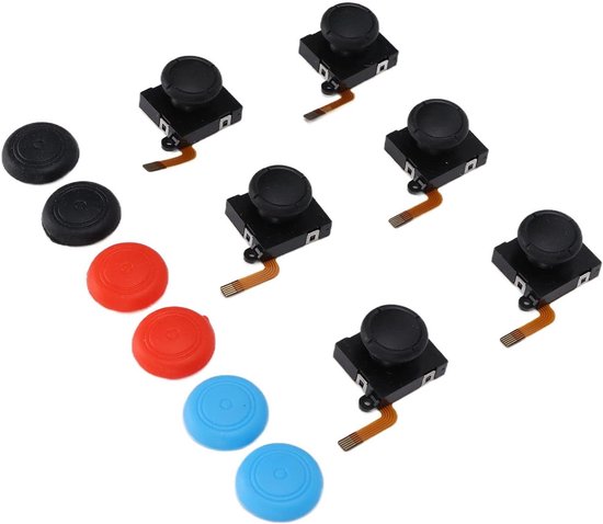 Vervanging Duim Joysticks - Analoge Joysticks Rocker - Gamepad Repareren - Nieuwste Stijl - 6 Stuks - Zwart