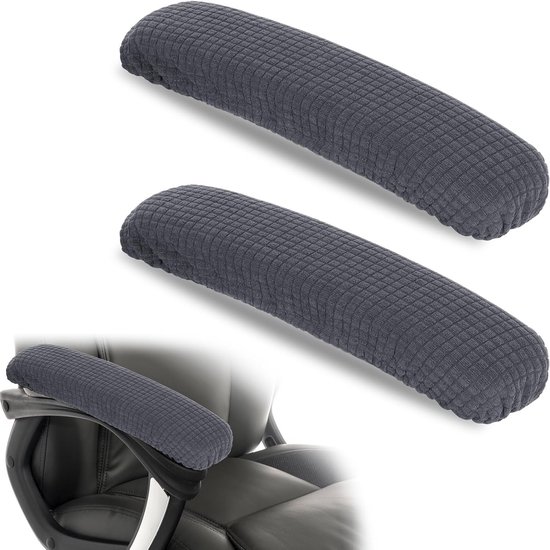 Verwijderbare Armleuningen voor Kantoorstoelen - 2 Stuks Polyester Armsteunhoezen, Wasbaar en Rekbaar voor Universele Gaming en Kantoorstoelen (Donkergrijs) van Merkloos
