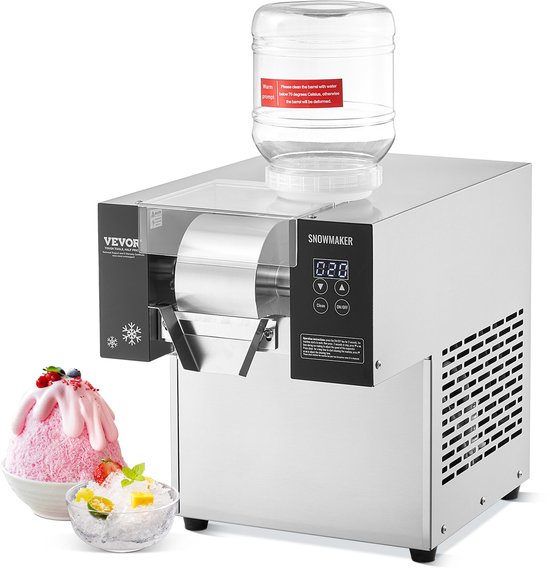 VEVOR CommerciëLe Sneeuwvlokijsmachine 125 KG/24 UUR Ijsscheerapparaat Roestvrij Staal van Vevor