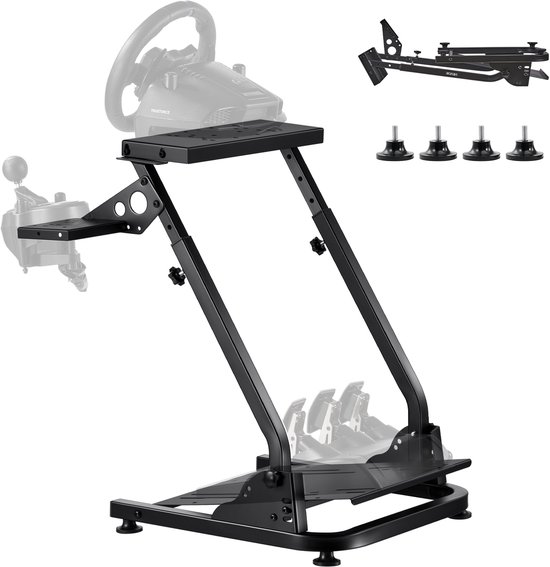VEVOR Stuurwielstandaard Verstelbare En Opvouwbare Simulatorstandaard voor Logitech G29 G27 G920 G923, Thrustmaster T300rs T300gt T248 Ts-Pc Tsxw Gaming Cockpit, Pedalensimulator Niet Inbegrepen van Vevor