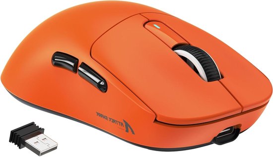 VGN GAMEPOWER ATTACK SHARK X3 SUPERLIGHT Draadloze Gaming Mouse, 49g Lichtgewicht Muis, 26000DPI, PixArt PAW3395, Programmeerbare, Bluetooth/2.4G/Bedrade, PTFE-voeten, 200 uur Batterij, PC/Mac, Oranje