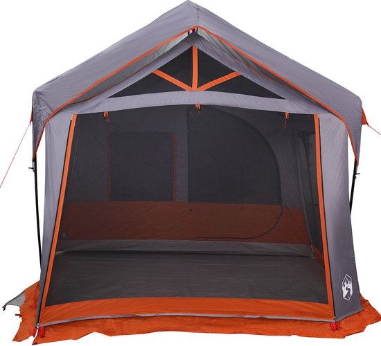 vidaXL - Camping - Tent - met - Vensters - Grijs - en - Oranje - voor - 10 - Personen - Waterdicht van VidaXL