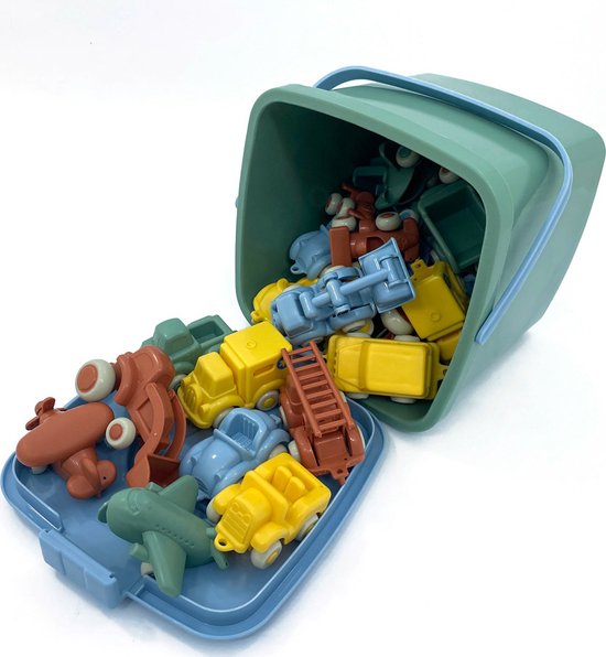 Viking Toys RE:LINE - Emmer Met 30 Voertuigen - Gemaakt Van 100% Gerecycled Plastic - Geschikt Vanaf 1 Jaar van Merkloos