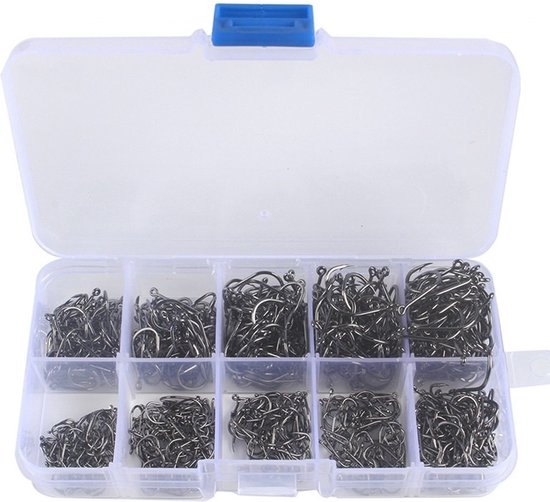 Vishaken Set - 500 Stuks - Met Oog - 10 Maten - Alle Vissoorten - Hengelsport Accessoires van Fladen