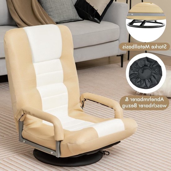 Vloerstoel – Gamestoel – Zitzak – Relaxstoel – Inklapbare Stoel – Verstelbare Rugleuning 5 standen – 360° Draaibaar Onderstel van Merkloos