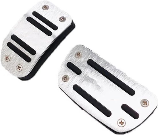 Voetpedaal Covers - Gaspedaal Rem - Veiliger Rijden - Antislip Rubber - Set van 2 - Zilver