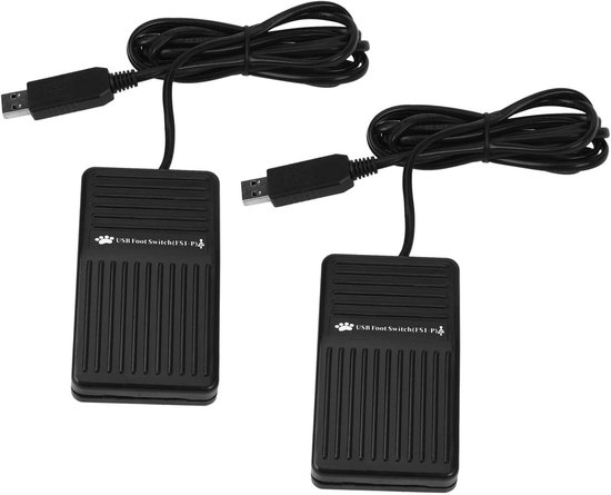 Voetpedaal USB - Voetschakelaar PC - Computer bedienen - Dubbel pedaal - 16 x 11.8 x 4 cm - Zwart