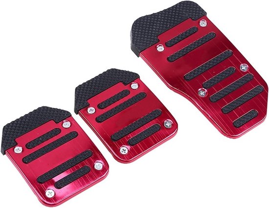 Voetpedaalhoezen Set - Antislip Pedaal Covers - Veiliger Rijden - Universele Pasvorm - 3 Stuks - Rood