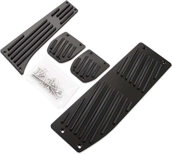 Voetsteun Pedaal Set - Auto Pedaal Covers - Verbeter Rijervaring - Anti-slip Oppervlak - 4 Stuks - Zilver Zwart