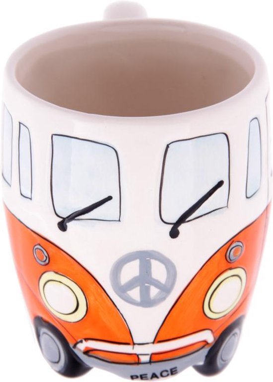 Volkswagen kampeerbus camper mok beker koffiemok kleur oranje vakantie camping van Volkswagen