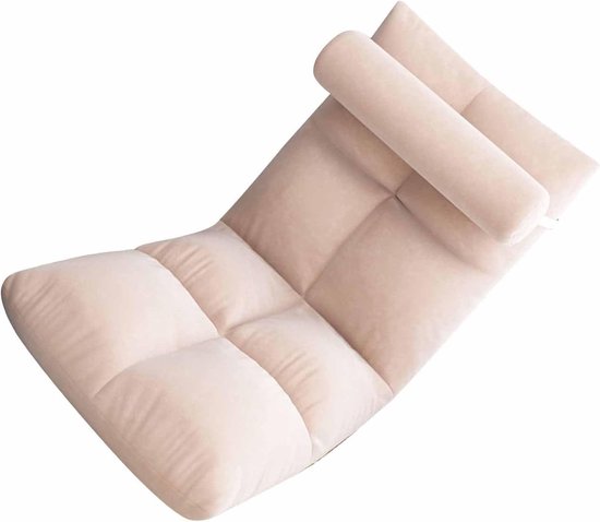 Vouwbare vloerstoel met lendensteun, loungebank met 5 verstelbare posities en comfortabele zitting, ideaal voor woonkamer en slaapkamer (Roze)