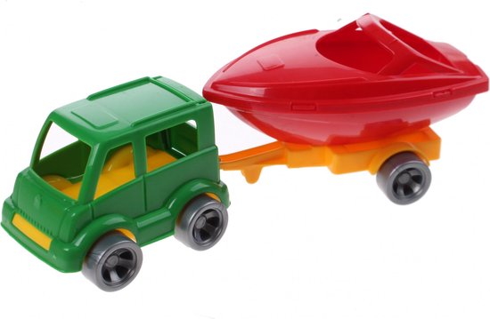 Wader Kids Cars Aanhanger Met Boot Groen/rood van Wader