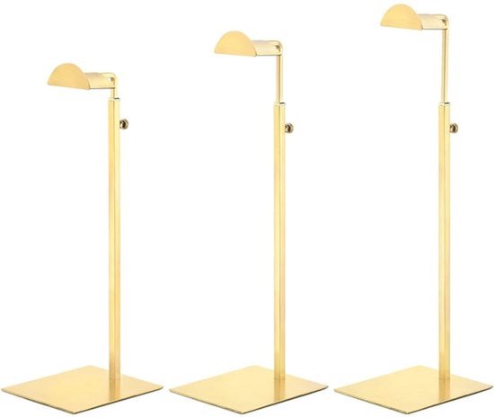 Wanddisplaystandaard Set 3 Stuks Metaal Verstelbare Handtas Rack Enkele Haak Houder voor Boetiek Winkel - Goud