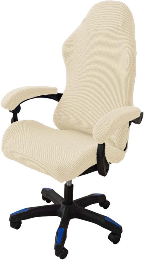 Wasbare en Antislip Gaming Stoel Hoes - 4 Stuks - Geschikt voor Computer- en Draai Stoelen - Beige en Wit