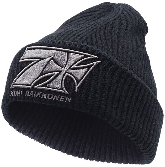WCC West Coast Choppers Beanie Kimi Raikkönen 3D Cross Seven Knit Black van West Coast Choppers