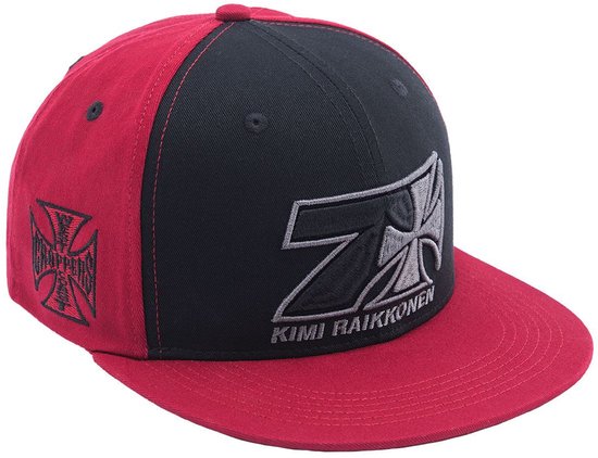 WCC West Coast Choppers Cap Kimi Raikkönen Cross 7 Snapback Flatbill Red/Black van West Coast Choppers
