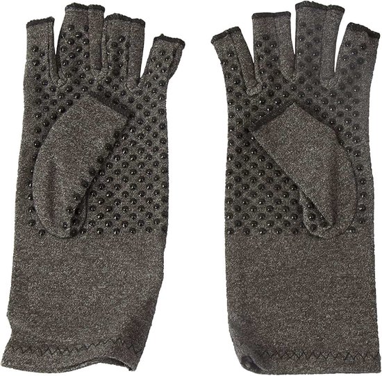 Wellbeing artritis-handschoenen voor warmte, compressie en betere bloedcirculatie, pijnverlichtend en bevorderend voor genezing, grijs, Large