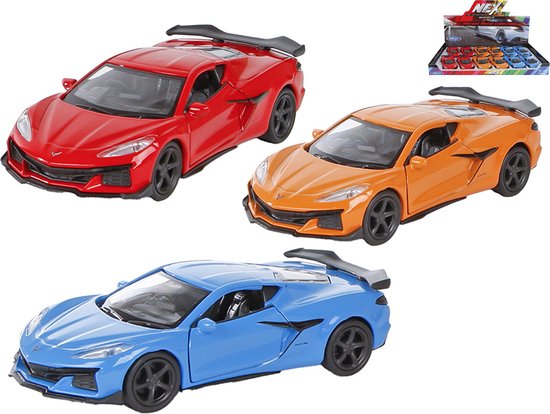 Welly 2023 Chevrolet Corvette - Z06 die cast pull back, verkrijgbaar in drie kleuren verkoop per stuk van Welly