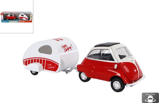 Welly Auto Bmw Isetta 18,5 Cm Staal Rood/wit 2-delig van Welly