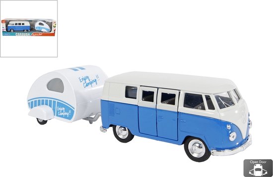Welly Bus Volkswagen 1963 T1 Staal 21 Cm Blauw/wit 2-delig van Welly