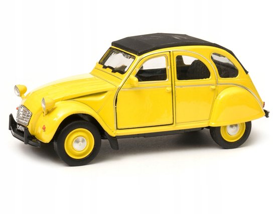 Welly Citroën 2CV modelauto 1:34 geel - gesloten dak van Welly