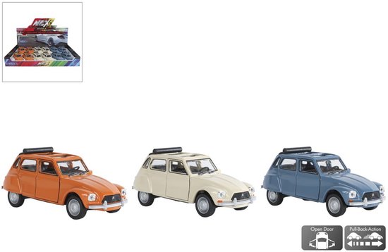 Welly Citroen Dyane die cast pull back motor 12cm, verkoop per stuk speelgoed auto van Welly