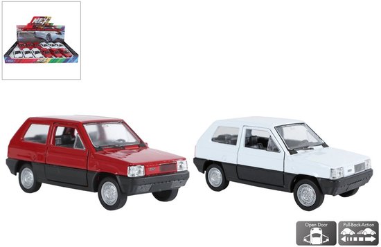 Welly Fiat Panda die cast pull back motor 11cm, verkoop per stuk speelgoed auto van Welly