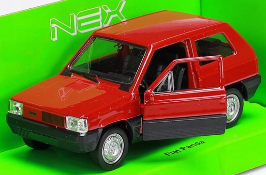 Welly Fiat Panda Metaal Model Auto - Rood - Schaal 1:34-1:39 van Welly