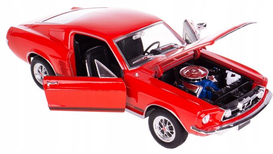 Welly Ford Mustang GT 1967 Modelauto 1:24 Rood Metaal van Welly