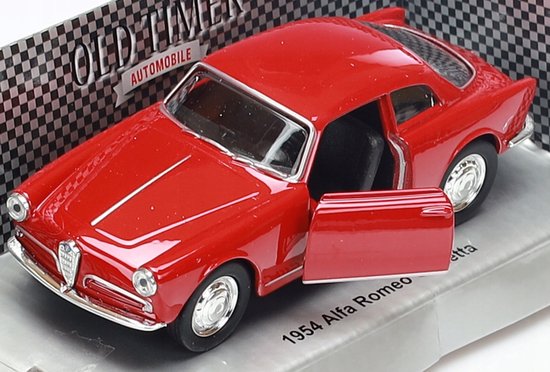 Welly Metal Auto 1954 Alfa Romeo Giulietta Retro Rood Schaal 1:34-1:39 van Merkloos