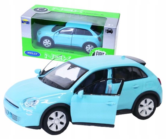 Welly Nieuwe Fiat 600E Nex Modelauto Blauw 1:34 van Welly
