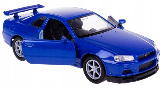 Welly Nissan Skyline GT-R R34 Modelauto Metaal Blauw 1:34/39 van Welly