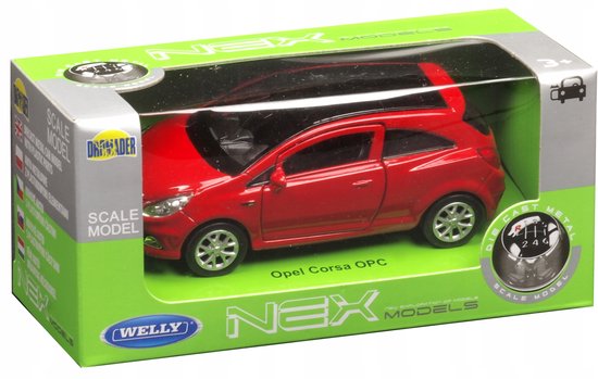 Welly Opel Corsa OPC metalen modelauto, 1:34-1:39, rode kleur van Merkloos