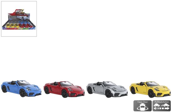 Welly Porsche 718 Spyder RS die cast pull back motor verkoop per stuk 12cm speelgoed auto van Welly