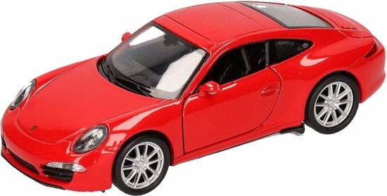 Welly Porsche modelauto - 911 Carrera S - rood - speelgoed auto - 1:36 - 12 cm van Merkloos