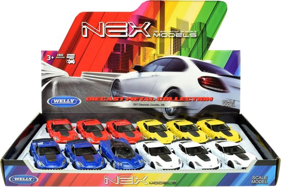Welly Speelgoed Chevrolet auto - blauw - die-cast metaal - 11 cm - Model Corvette van Welly