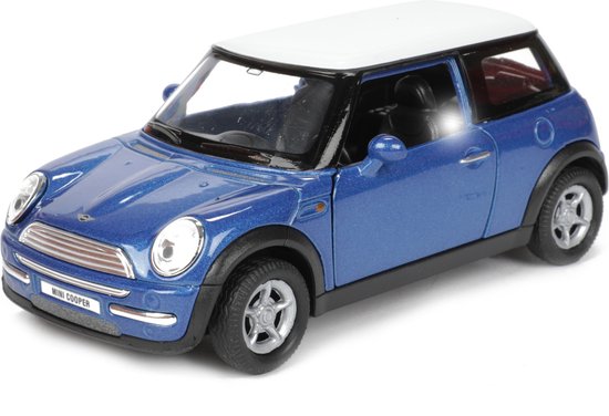 Welly Speelgoed Mini Cooper auto - blauw - die-cast metaal - 11 cm - modelauto van Merkloos