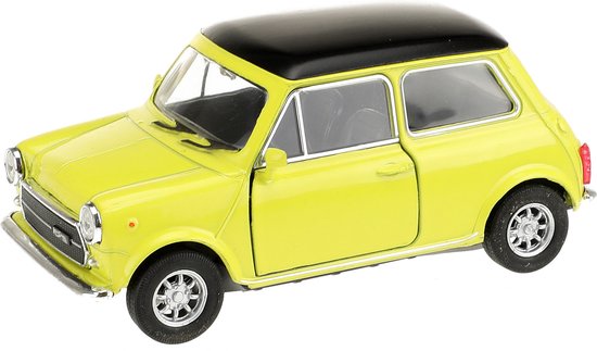 Welly Speelgoed Mini Cooper auto - geel - die-cast metaal - 10 cm - Model 1300 van Welly