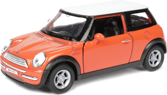Welly Speelgoed Mini Cooper auto - oranje - die-cast metaal - 11 cm - modelauto van Merkloos