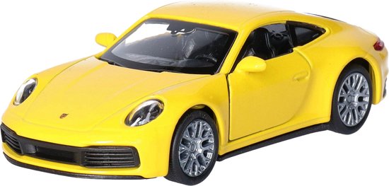 Welly Speelgoed Porsche auto - geel - die-cast metaal - 11 cm - Model 911 Carrera van Welly