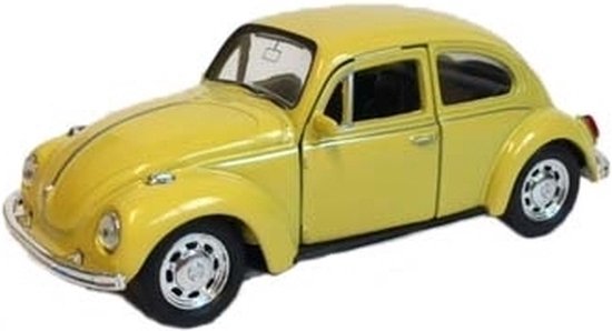 Welly Speelgoed Volkswagen Kever auto - geel - die-cast metaal - 12 cm - De Beetle van Merkloos