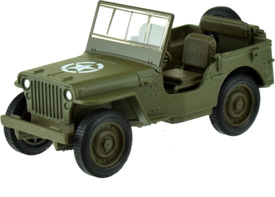 Welly Willys Jeep auto - Leger speelgoed van metaal - 11 cm - Schaal 1:38 van Welly